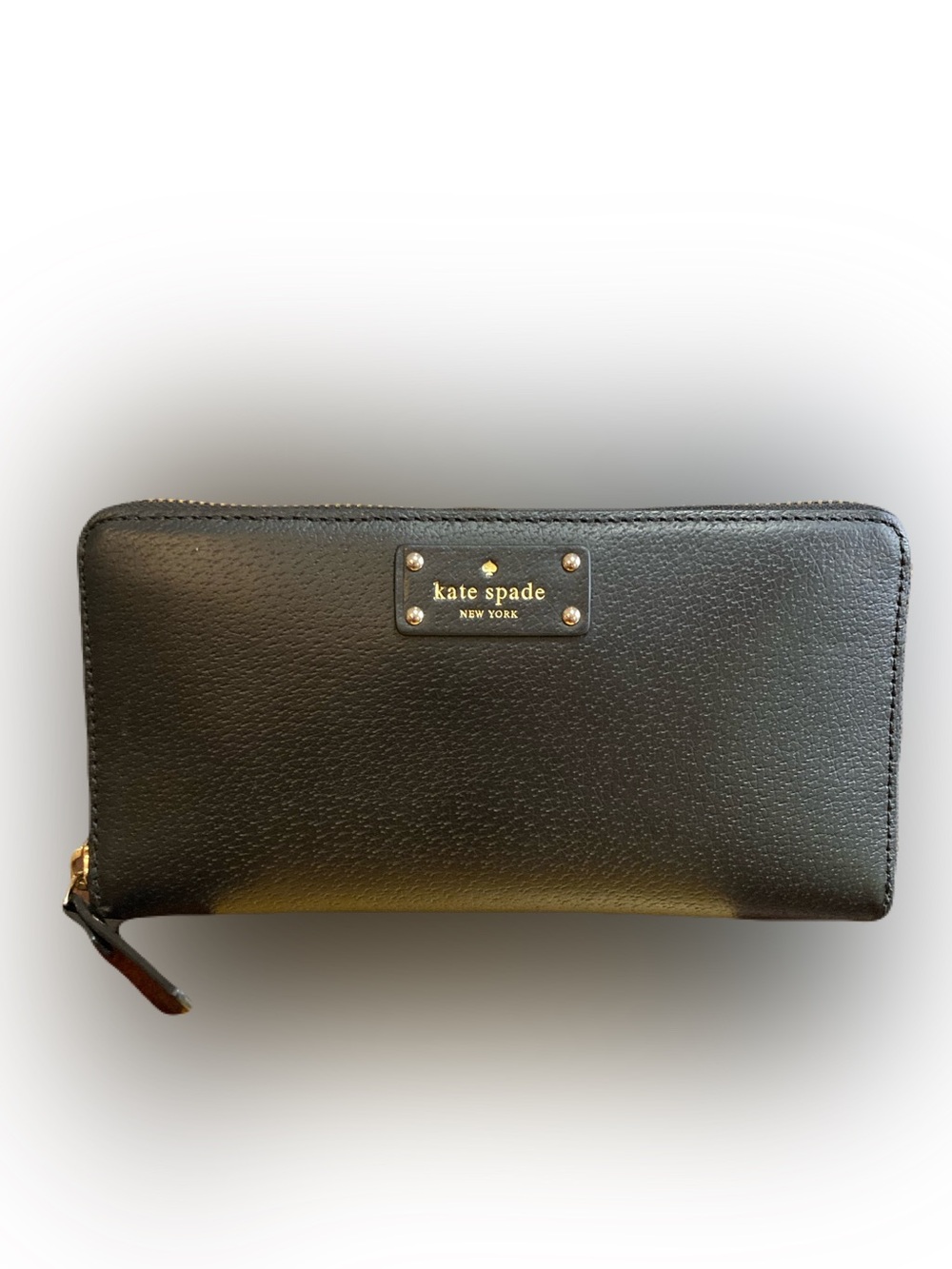 Kate Spade New York Wellesley Layton Zip Around Wallet Black Pebbled Leather EUC